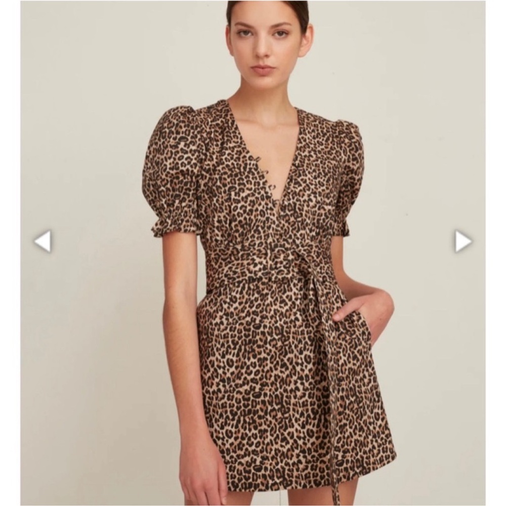Marissa Webb The Carly Leopard Micro Corduroy Mini Belted Dress Animal Print Sz6